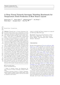 A Deep Neural Network Surrogate Modeling Benchmark for Temperature Field
  Prediction of Heat Source Layout