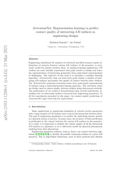 ActivationNet: Representation learning to predict contact quality of
  interacting 3-D surfaces in engineering designs