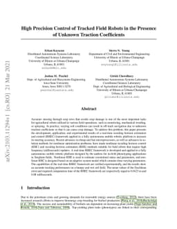 High Precision Control of Tracked Field Robots in the Presence of
  Unknown Traction Coefficients