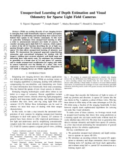 Unsupervised Learning of Depth Estimation and Visual Odometry for Sparse
  Light Field Cameras