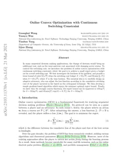 Online Convex Optimization with Continuous Switching Constraint