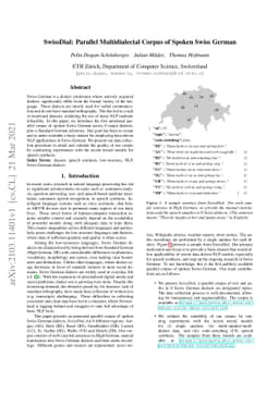SwissDial: Parallel Multidialectal Corpus of Spoken Swiss German