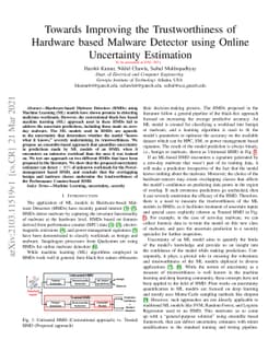 Towards Improving the Trustworthiness of Hardware based Malware Detector
  using Online Uncertainty Estimation