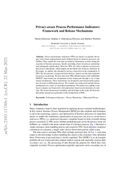 Privacy-aware Process Performance Indicators: Framework and Release
  Mechanisms