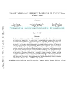 Computationally Efficient Learning of Statistical Manifolds