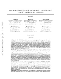Monitoring Covid-19 on social media using a novel triage and diagnosis
  approach