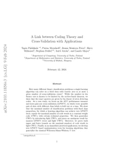 A Link between Coding Theory and Cross-Validation with Applications