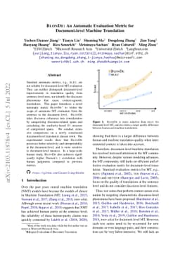 BlonDe: An Automatic Evaluation Metric for Document-level Machine
  Translation