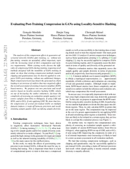 Evaluating Post-Training Compression in GANs using Locality-Sensitive
  Hashing