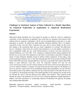Challenges in Statistical Analysis of Data Collected by a Bandit
  Algorithm: An Empirical Exploration in Applications to Adaptively Randomized
  Experiments