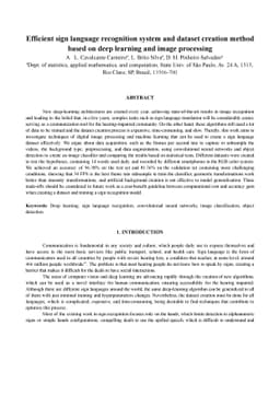 Efficient sign language recognition system and dataset creation method
  based on deep learning and image processing