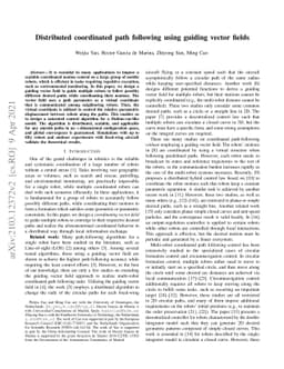 Distributed coordinated path following using guiding vector fields