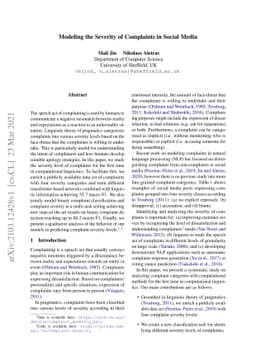 Modeling the Severity of Complaints in Social Media