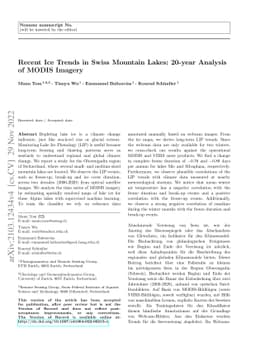 Recent Ice Trends in Swiss Mountain Lakes: 20-year Analysis of MODIS
  Imagery