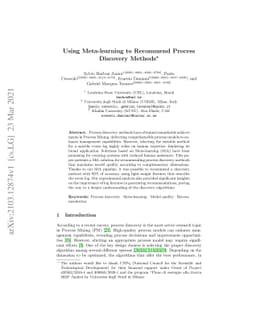 Using Meta-learning to Recommend Process Discovery Methods