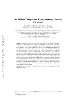 An Offline Delegatable Cryptocurrency System