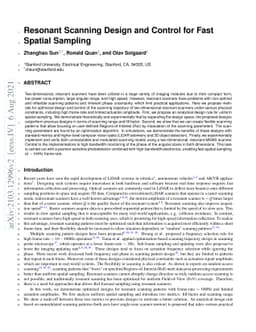 Resonant Scanning Design and Control for Fast Spatial Sampling