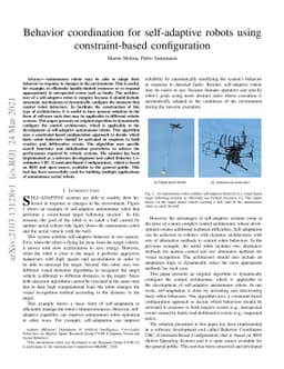 Behavior coordination for self-adaptive robots using constraint-based
  configuration