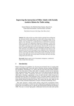 Improving the interaction of Older Adults with Socially Assistive Robots
  for Table setting