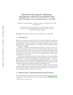 Distributed Learning for Melanoma Classification using Personal Health
  Train