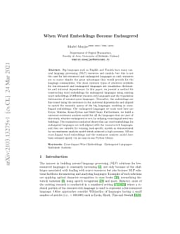 When Word Embeddings Become Endangered