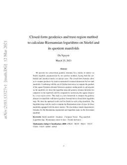 Closed-form geodesics and trust-region method to calculate Riemannian
  logarithms on Stiefel and its quotient manifolds