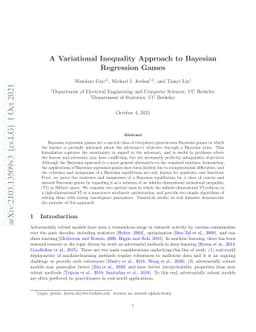 A Variational Inequality Approach to Bayesian Regression Games