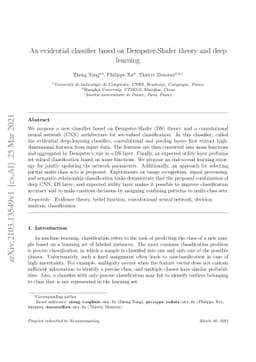 An evidential classifier based on Dempster-Shafer theory and deep
  learning