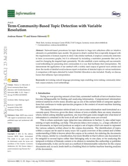 Term-community-based topic detection with variable resolution