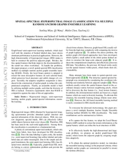 Spatial-spectral Hyperspectral Image Classification via Multiple Random
  Anchor Graphs Ensemble Learning