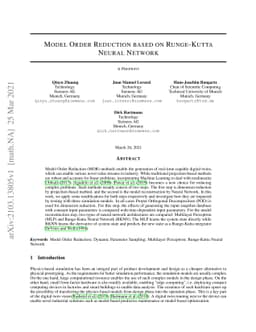 Model Order Reduction based on Runge-Kutta Neural Network