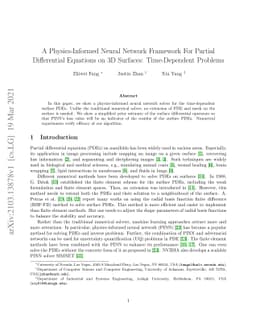 A Physics-Informed Neural Network Framework For Partial Differential
  Equations on 3D Surfaces: Time-Dependent Problems