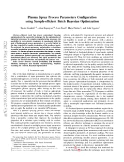 Plasma Spray Process Parameters Configuration using Sample-efficient
  Batch Bayesian Optimization