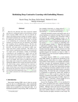 Rethinking Deep Contrastive Learning with Embedding Memory