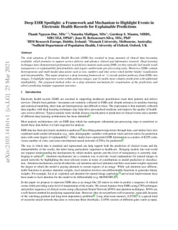 Deep EHR Spotlight: a Framework and Mechanism to Highlight Events in
  Electronic Health Records for Explainable Predictions