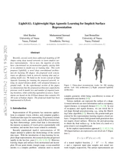 LightSAL: Lightweight Sign Agnostic Learning for Implicit Surface
  Representation