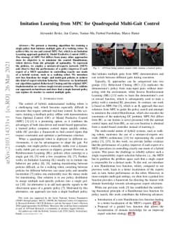 Imitation Learning from MPC for Quadrupedal Multi-Gait Control