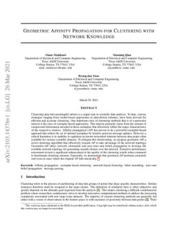 Geometric Affinity Propagation for Clustering with Network Knowledge