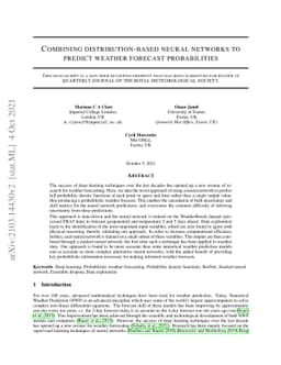 Combining distribution-based neural networks to predict weather forecast
  probabilities