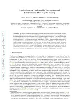 Limitations on Uncloneable Encryption and Simultaneous One-Way-to-Hiding