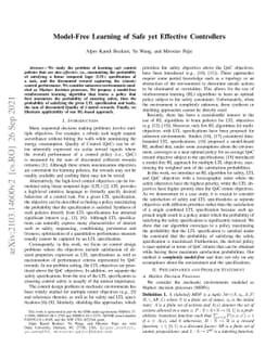 Model-Free Learning of Safe yet Effective Controllers