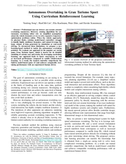 Autonomous Overtaking in Gran Turismo Sport Using Curriculum
  Reinforcement Learning