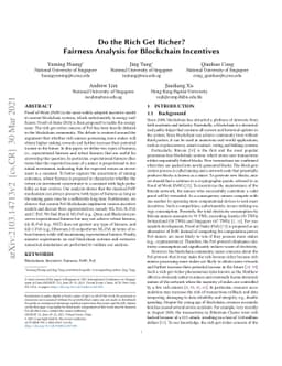 Do the Rich Get Richer? Fairness Analysis for Blockchain Incentives