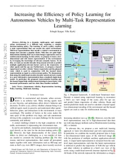 Increasing the Efficiency of Policy Learning for Autonomous Vehicles by
  Multi-Task Representation Learning