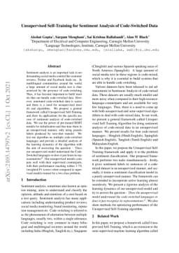 Unsupervised Self-Training for Sentiment Analysis of Code-Switched Data