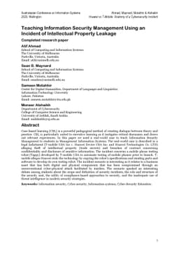 Teaching Information Security Management Using an Incident of
  Intellectual Property Leakage