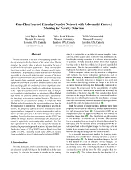 OLED: One-Class Learned Encoder-Decoder Network with Adversarial Context
  Masking for Novelty Detection