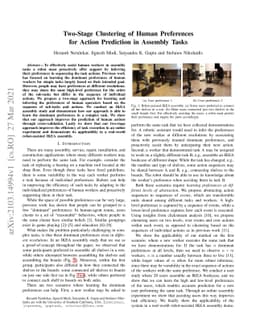 Two-Stage Clustering of Human Preferences for Action Prediction in
  Assembly Tasks