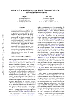 InsertGNN: Can Graph Neural Networks Outperform Humans in TOEFL Sentence
  Insertion Problem?