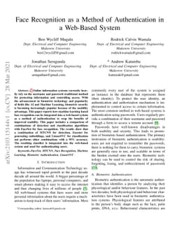 Face Recognition as a Method of Authentication in a Web-Based System